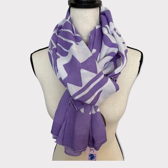 Mango Republic Large Purple/White Print Scarf / Beach Cover Up / Wrap - Picture 1 of 9